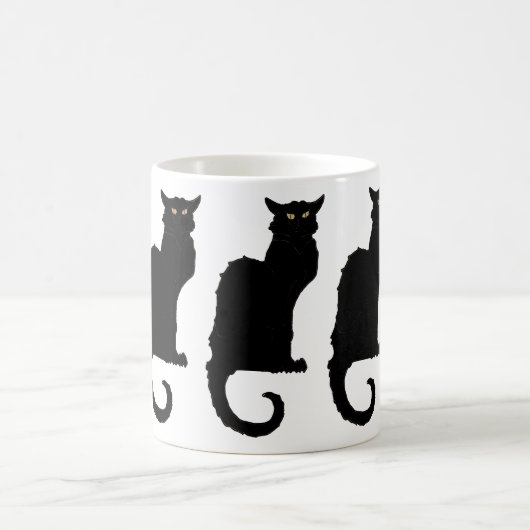 Oude Halloween, griezelige Art Nouveau Zwarte Kat Koffiemok (Center)