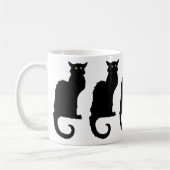 Oude Halloween, griezelige Art Nouveau Zwarte Kat Koffiemok (Links)