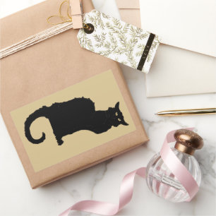 Oude Halloween, griezelige Art Nouveau zwarte kat Rechthoekige Sticker