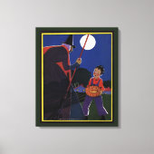 Oude Halloween, griezelige heks met jongen Canvas Afdruk (Voorkant)
