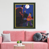 Oude Halloween, griezelige heks met jongen Canvas Afdruk (Insitu (Woonkamer))
