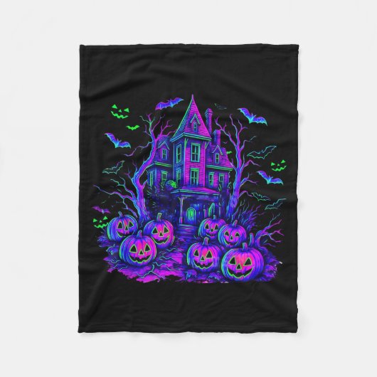 Oude Halloween Griezelscène Retro Pompoen Verschri Fleece Deken (Voorkant)