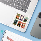 Oude Halloween Griezelszegels Stickerblad Sticker (Laptop met iPhone)
