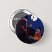 Oude Halloween, Griezeltante met Jongen Ronde Button 5,7 Cm (Voorkant /achterkant)