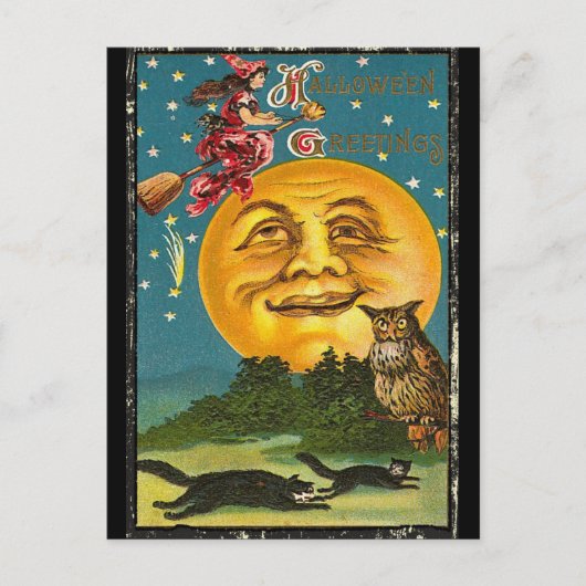 Oude Halloween-groeten Briefkaart (Voorkant)