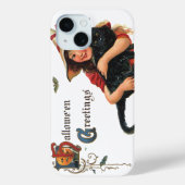 Oude Halloween-groeten, kind heks met kat Case-Mate iPhone Case (Achterkant)