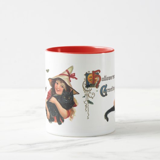 Oude Halloween-groeten, kindheks met kat Mok (Midden)