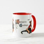 Oude Halloween-groeten, kindheks met kat Mok (Voorkant rechts)