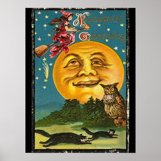 Oude Halloween-groeten Poster (Voorkant)