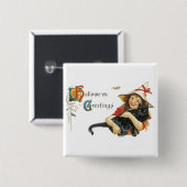 Oude Halloween-groeten Vierkante Button 5,1 Cm (Voorkant /achterkant)