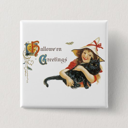 Oude Halloween-groeten Vierkante Button 5,1 Cm (Voorkant)