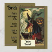 Oude Halloween Heks Bruiloftsfeest Kaart (Voorkant / Achterkant)
