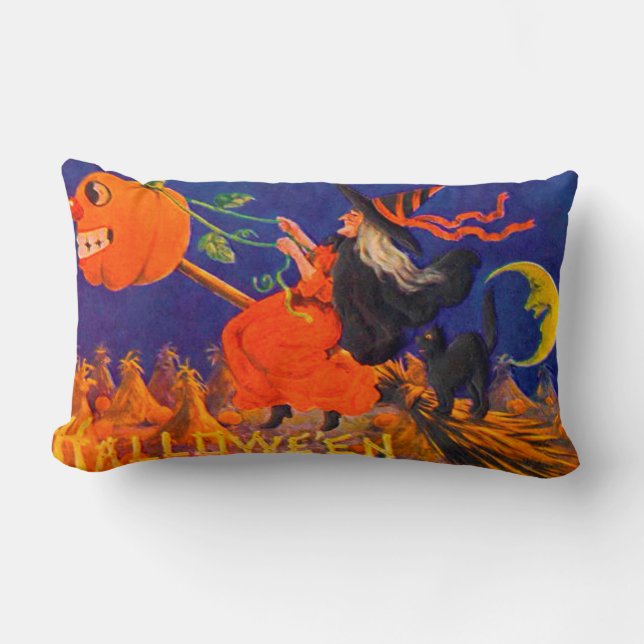Oude Halloween Heks Dekkuskussen Kussen (Voorkant)