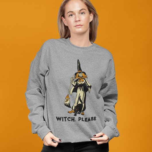 Oude Halloween Heks en Kat Aangepaste Slogan Trui