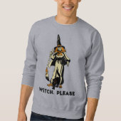 Oude Halloween Heks en Kat Aangepaste Slogan Trui (Voorkant)