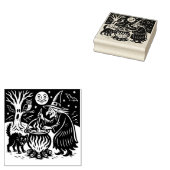 Oude Halloween Heks en Kat Rubber Stempel (Gestempeld)