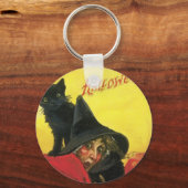 Oude Halloween Heks en Kat Sleutelhanger (Voorkant)