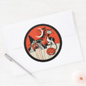 Oude Halloween Heks en Kat Sticker (Envelop)