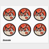 Oude Halloween Heks en Kat Sticker (Vel)