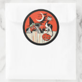Oude Halloween Heks en Kat Sticker (Tas)