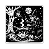 Oude Halloween Heks en Ketel Stempel (Afrduk)