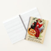 Oude Halloween Heks en Zwarte Kat Notitieboek (Binnen)