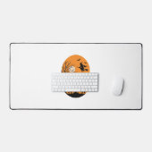 Oude Halloween Heks Maan Kerkhof Vector Ontwerp Bureaumat (Keyboard & Muis)