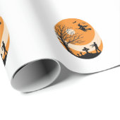 Oude Halloween Heks Maan Kerkhof Vector Ontwerp Cadeaupapier (Rol Hoek)