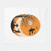 Oude Halloween Heks Maan Kerkhof Vector Ontwerp Fleece Deken (Voorkant (Horizontaal))