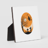 Oude Halloween Heks Maan Kerkhof Vector Ontwerp Fotoplaat (Voorkant)