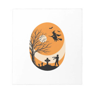 Oude Halloween Heks Maan Kerkhof Vector Ontwerp Notitieblok