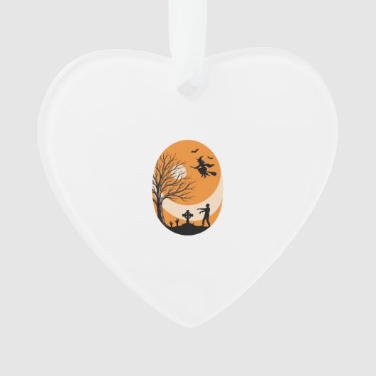 Oude Halloween Heks Maan Kerkhof Vector Ontwerp Ornament (voorkant)