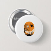 Oude Halloween Heks Maan Kerkhof Vector Ontwerp Ronde Button 5,7 Cm (Voorkant /achterkant)