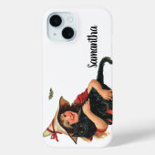 Oude Halloween, heks meisje met zwarte kat Case-Mate iPhone Case (Achterkant)
