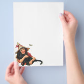 Oude Halloween, Heks Meisje met Zwarte Kat Flyer (Hand)