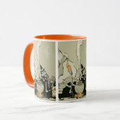 Oude Halloween, Heks met Ketel en Katten Mok (Voorkant links)