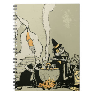Oude Halloween, Heks met Ketel en Katten Notitieboek