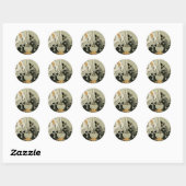 Oude Halloween, Heks met Ketel en Katten Ronde Sticker (Vel)