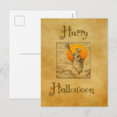 Oude Halloween Heks Postkaart Feestdagenkaart (Voorkant / Achterkant)