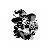 Oude Halloween Heks Retro Pompoen Rubberstempel (Afrduk)