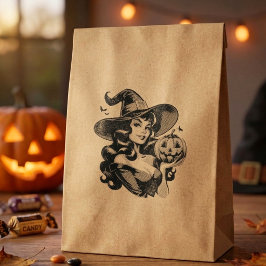 Oude Halloween Heks Retro Pompoen Rubberstempel