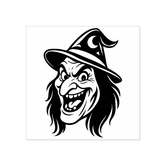 Oude Halloween Heks Rubber Stempel (Afrduk)