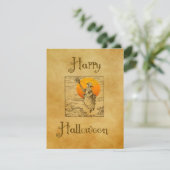 Oude Halloween Heks Vakantiekaart Feestdagenkaart (Staand voorkant)