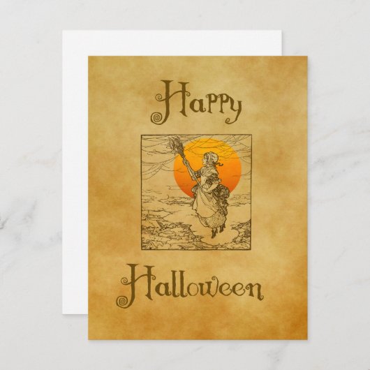 Oude Halloween Heks Vakantiekaart Feestdagenkaart (Voorkant / Achterkant)
