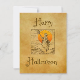 Oude Halloween Heks Vakantiekaart Feestdagenkaart