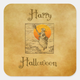 Oude Halloween Heks Vierkante Stickers