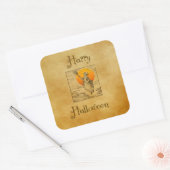 Oude Halloween Heks Vierkante Stickers (Envelop)