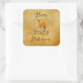 Oude Halloween Heks Vierkante Stickers (Tas)
