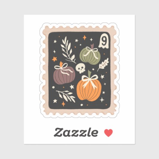 Oude Halloween herfstpompoenen en schedelstempel Sticker (Vel)