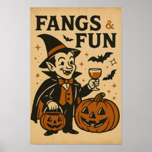 Oude Halloween-hoektanden en plezier Poster